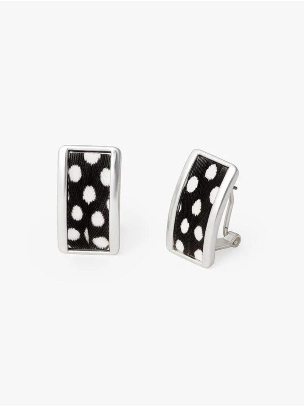 Brackish Blackwood Village Guinea Feathers Silver Rectangular Stud Earrings - Picture 3 of 17